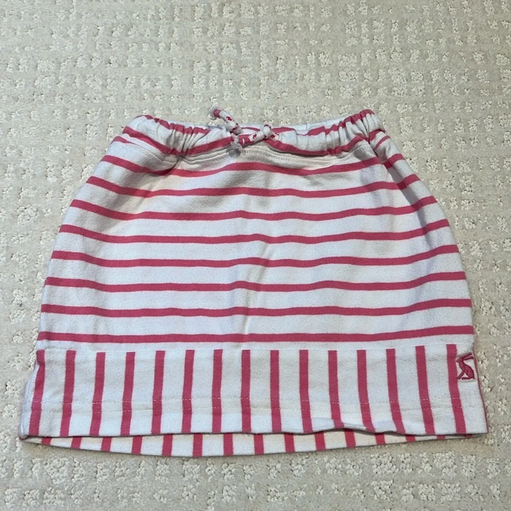 Joules 5t pink and white striped skirt